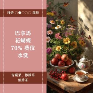 巴拿馬。花蝴蝶。70% 藝伎。水洗